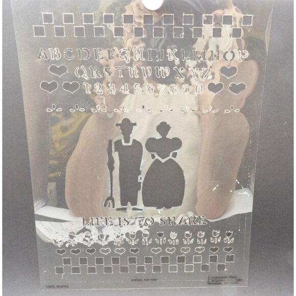 HomeSpun Stencils 8.5"x11" Pre-Cut Reusable Alphabet & Numbers "Life Is To Share - Picture 2 of 6